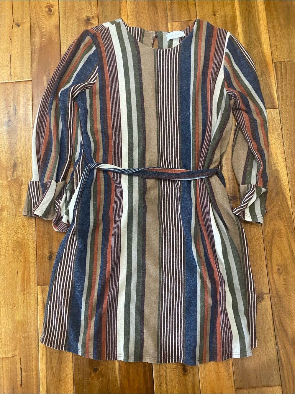 Ces Femme Striped Dress in Blue, Olive, Rust, Cream